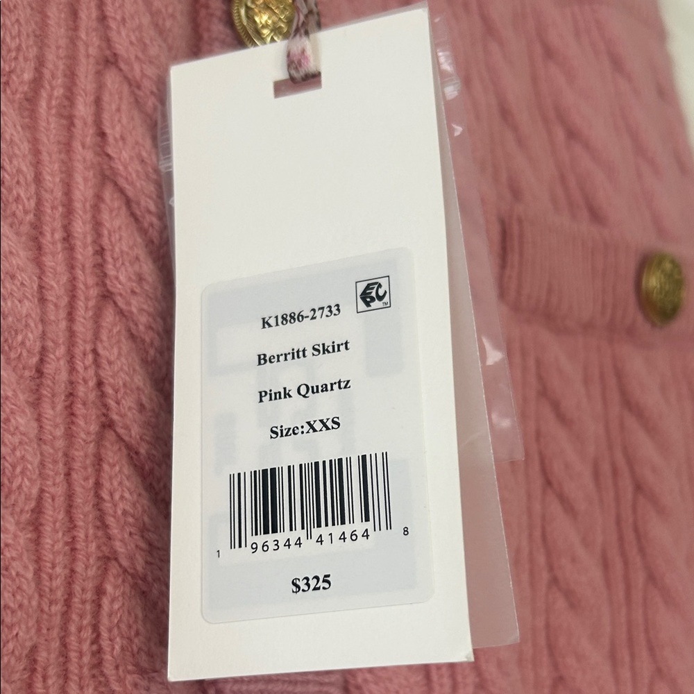 LoveShackFancy Dusty Rose Cable Knit Mini Skirt with Gold Buttons - Picture 2 of 6